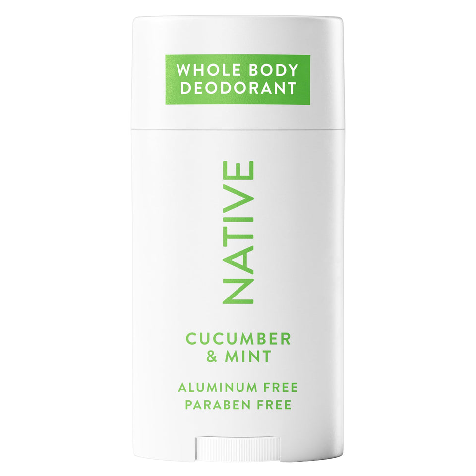 Native front packaging showing cucumber and mint scent and aluminum-free benefit