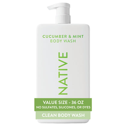 Native front packaging showing cucumber mint fragrance and pump for easy use