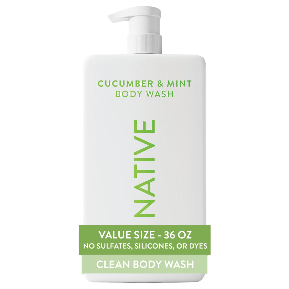 Native front packaging showing cucumber mint fragrance and pump for easy use