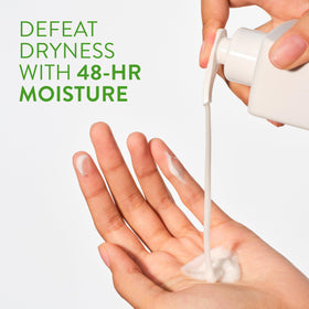 Native lotion dispensing from pump emphasizing quick, non-greasy absorption