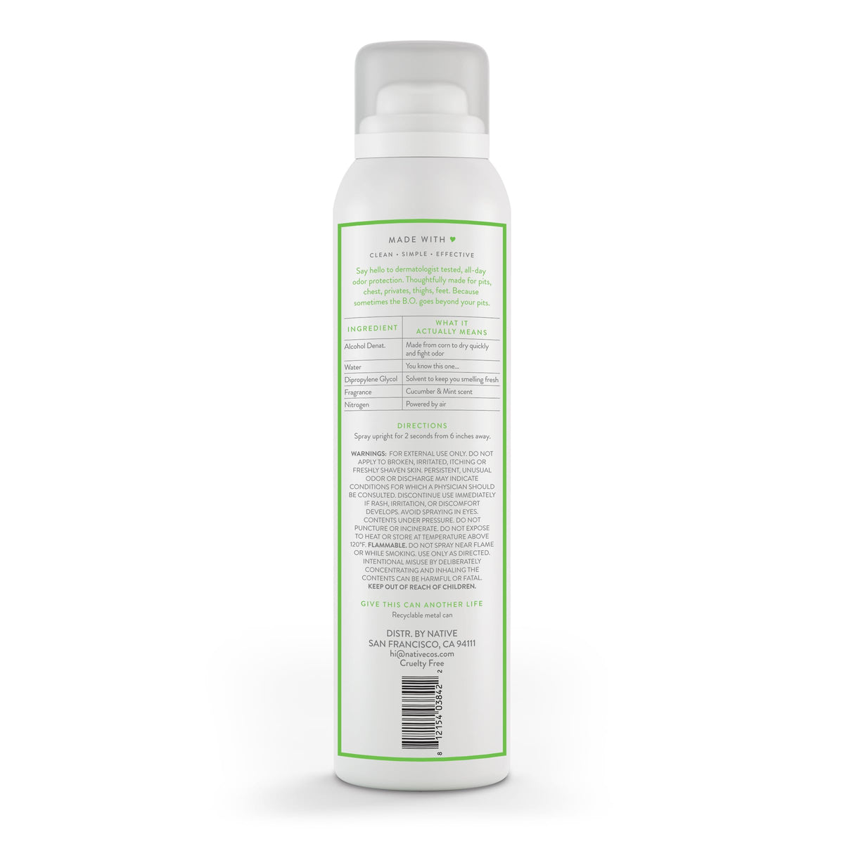 Native can clipped to gym bag suggesting on-the-go odor control benefit