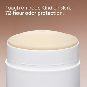 Native deodorant being applied to arm delivering long-lasting odor control