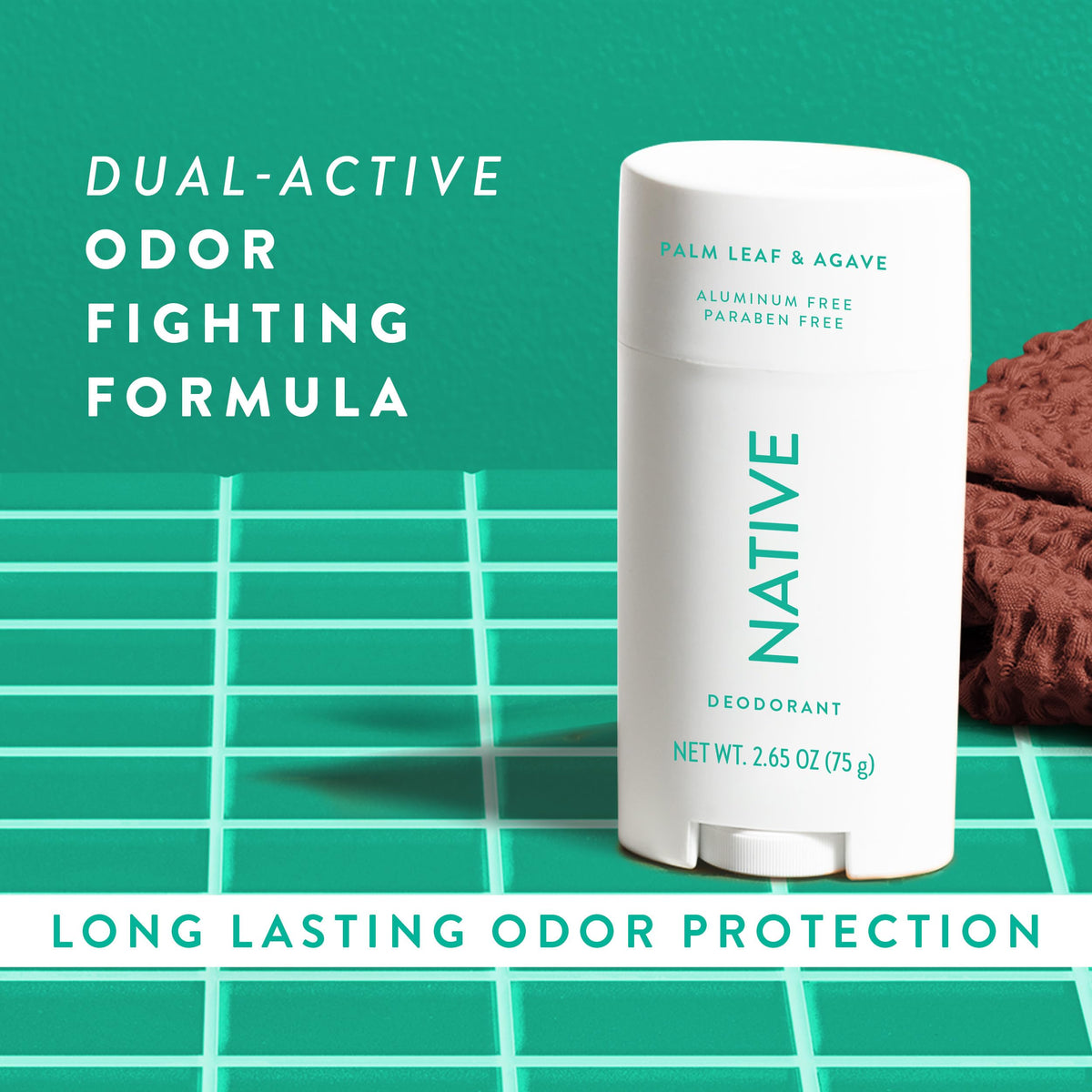 Native deodorant applying clear to underarm demonstrating non-staining benefit