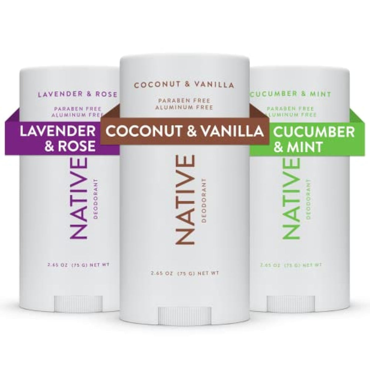 Native deodorant front packaging showing clean aluminum-free benefits