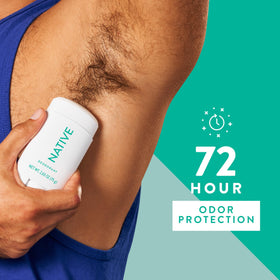 Native deodorant held in hand showing 2.65oz size for travel convenience
