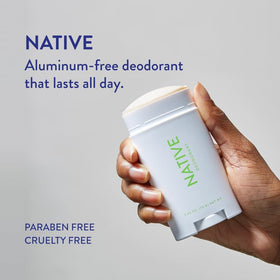 Native deodorant being applied underarm demonstrating dry, non-greasy feel