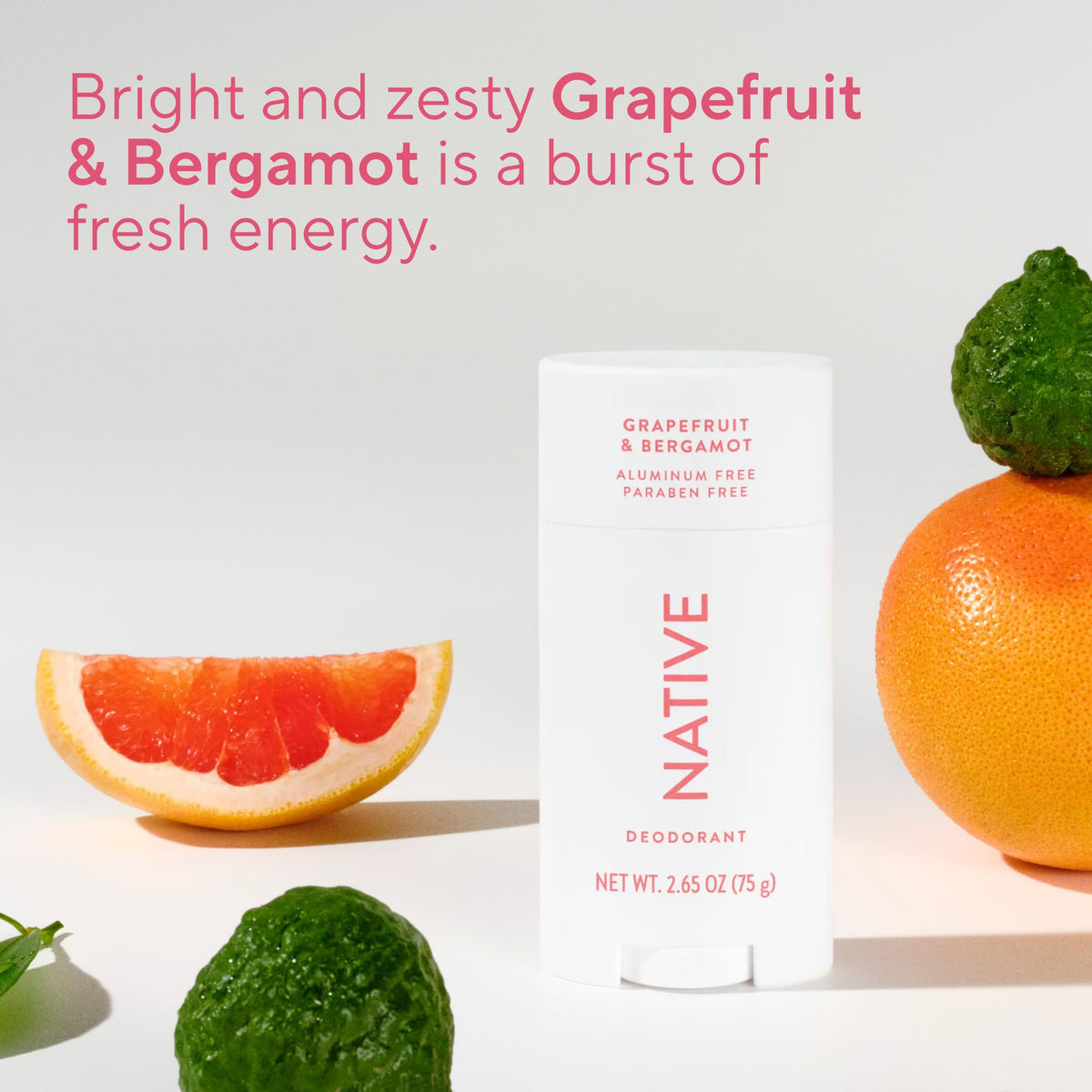 Native product label with ingredient highlights and clean formulation