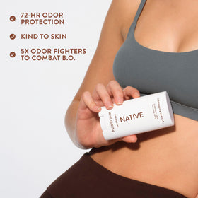 Native deodorant on shirt demonstrating no white residue or marks