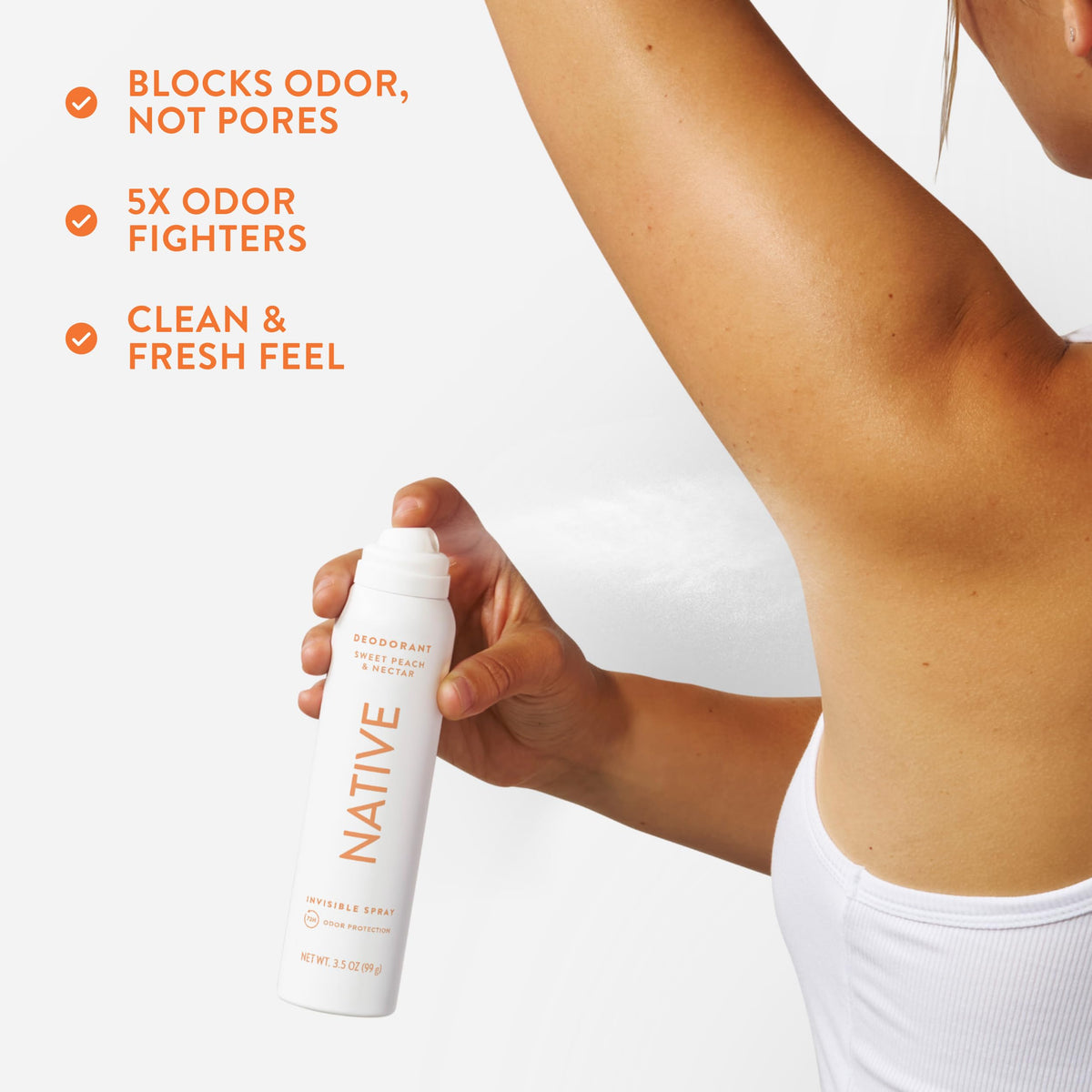 Native spray placed on bathroom shelf for everyday lifestyle convenience