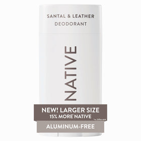 Native front packaging showing brand and Santal & Leather scent benefits