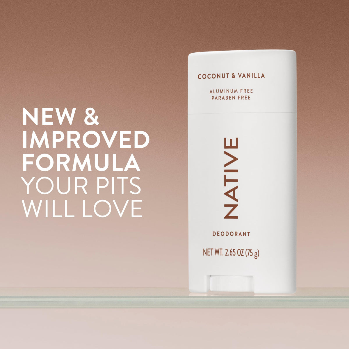 Native deodorant stick close-up texture highlighting smooth glide