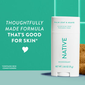 Native deodorant stick texture close-up highlighting smooth glide benefit