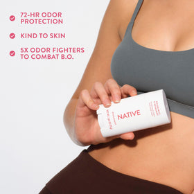 Native deodorant applied underarm showing clear, stain-free finish
