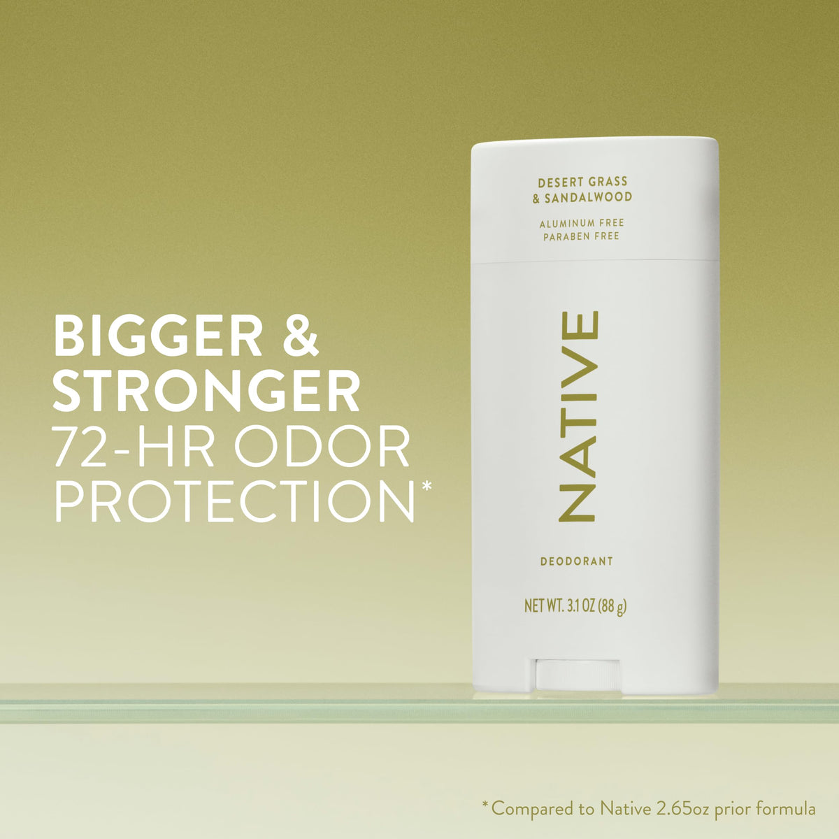 Native deodorant stick twist detail highlighting easy-to-use dispenser and secure cap