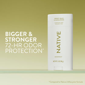 Native deodorant stick twist detail highlighting easy-to-use dispenser and secure cap