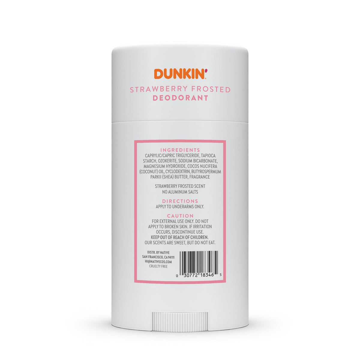 Native Dunkin deodorant on bathroom shelf suggesting everyday clean routine