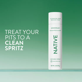Native mist close-up demonstrating quick-dry, cooling spray effect