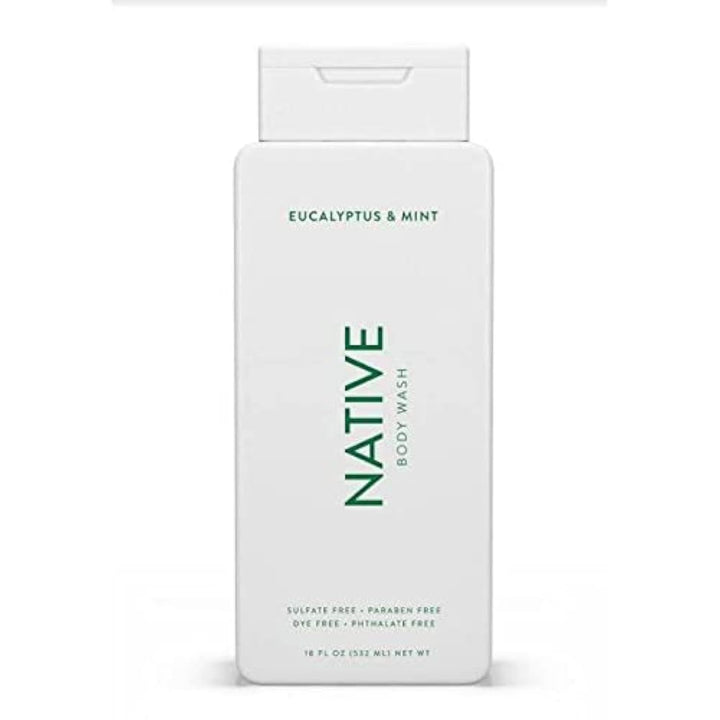 Native eucalyptus and mint front bottle showing label and pump for quick grab-and-go use