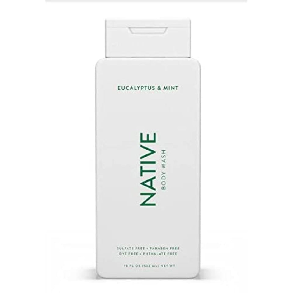 Native eucalyptus and mint front bottle showing label and pump for quick grab-and-go use