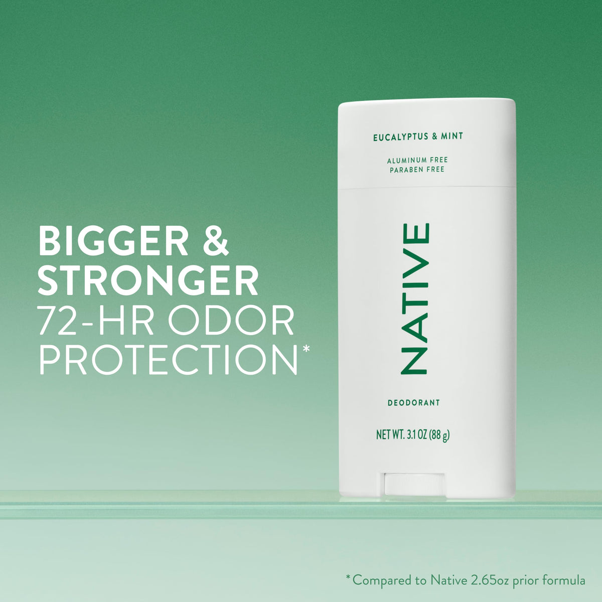 Native deodorant stick open and ready to apply demonstrating smooth, non-staining glide benefit