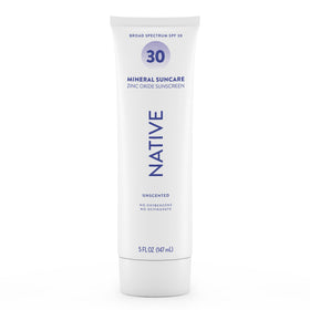Native front tube displaying SPF 30 protection and clean formulation benefit