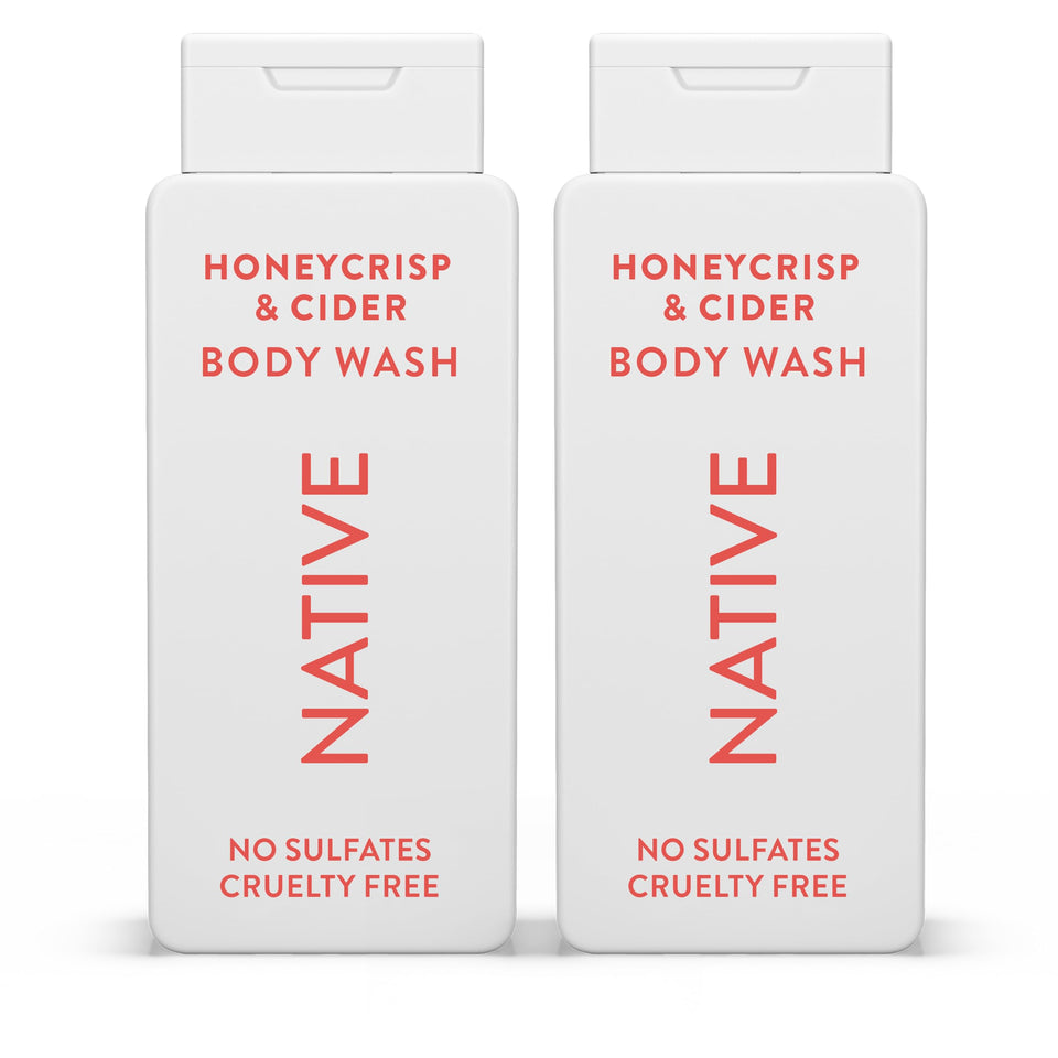 Native front bottle showing Honey Crisp & Cider label and benefits