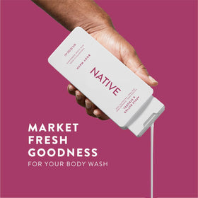 Native body wash in shower setting portraying cozy apple butter scent enjoyment