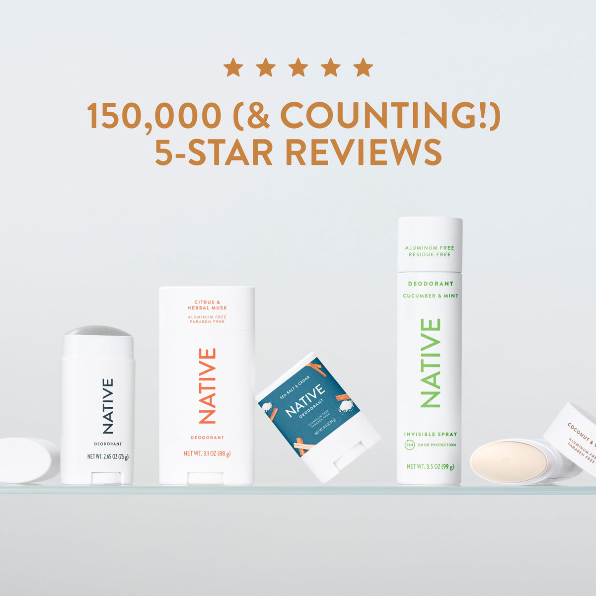 Native flatlay with key ingredients showing clean formula and skin conditioning
