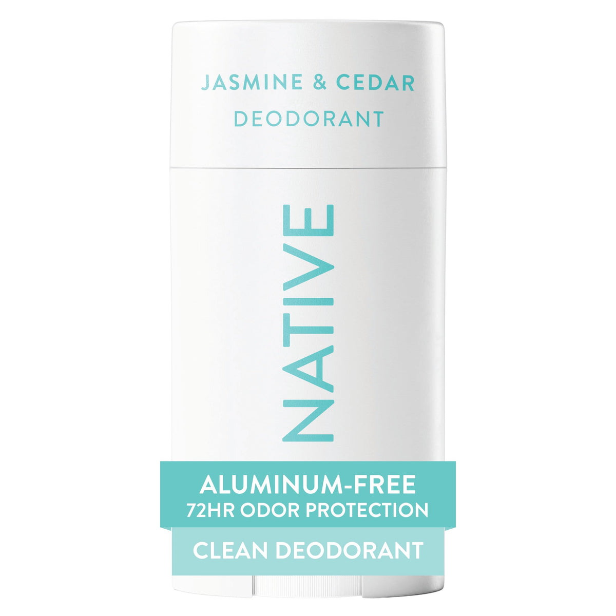 Native front packaging showing jasmine and cedar scent and size benefit