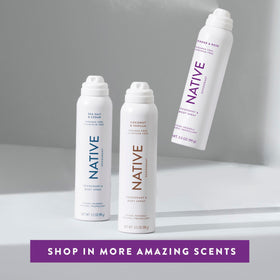 Native spray in use underarm showing whole-body application benefit