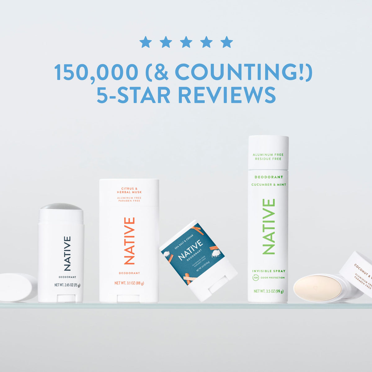 Native lifestyle bathroom counter with product suggesting everyday use
