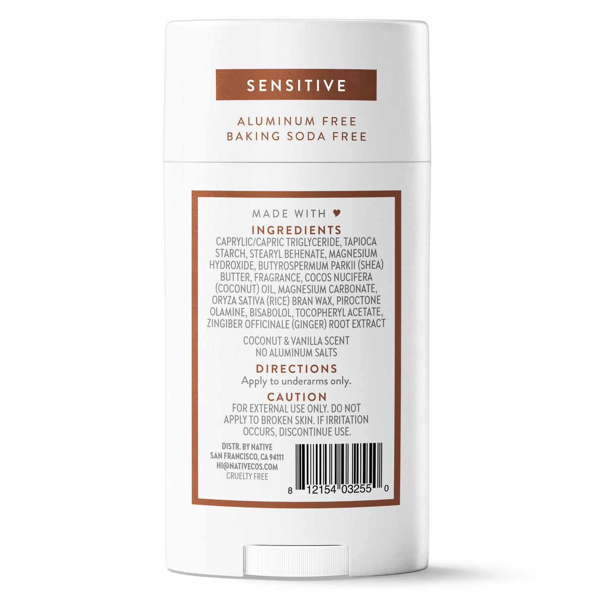 Lifestyle beach scene with Native product, evokes tropical coconut vanilla scent and freshness
