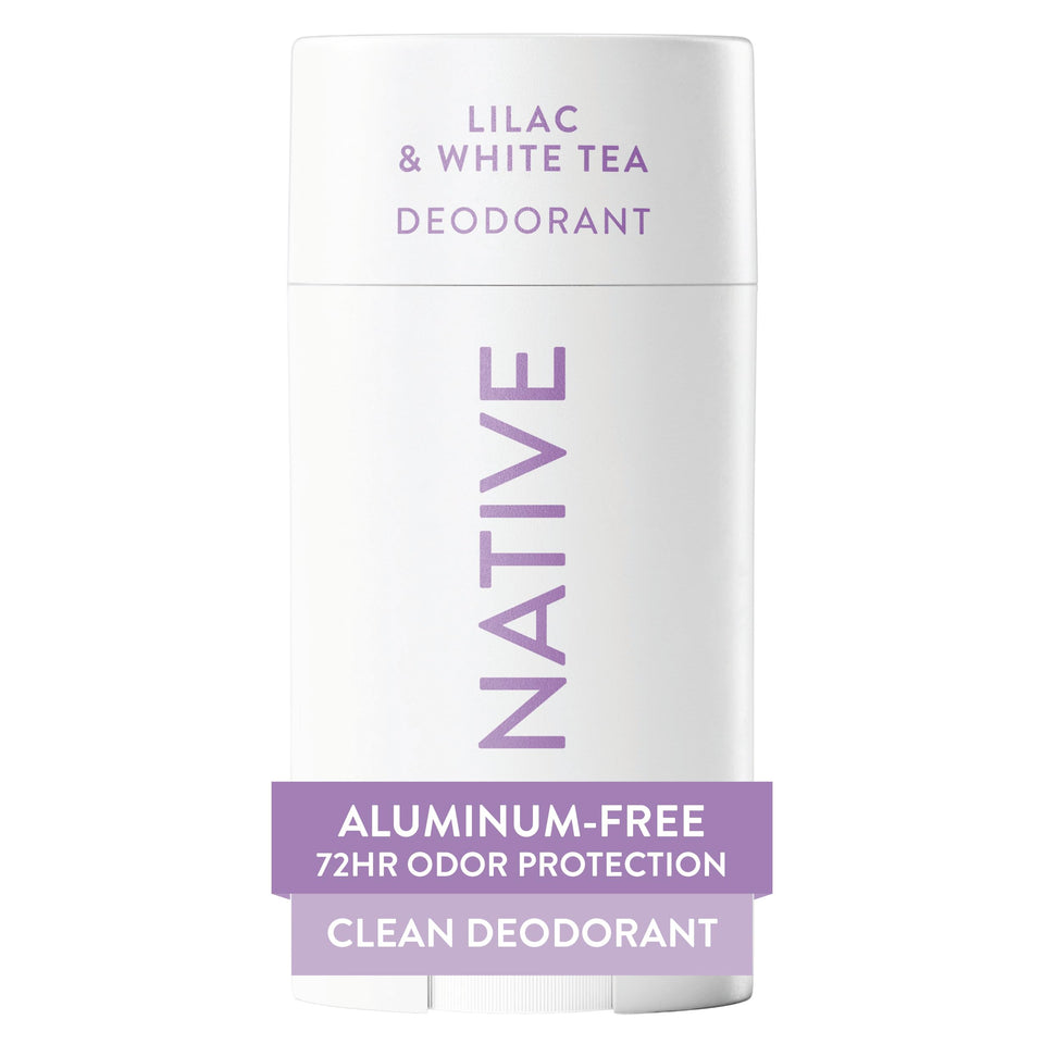 Native front packaging showing lilac and white tea scent and clean formula benefits