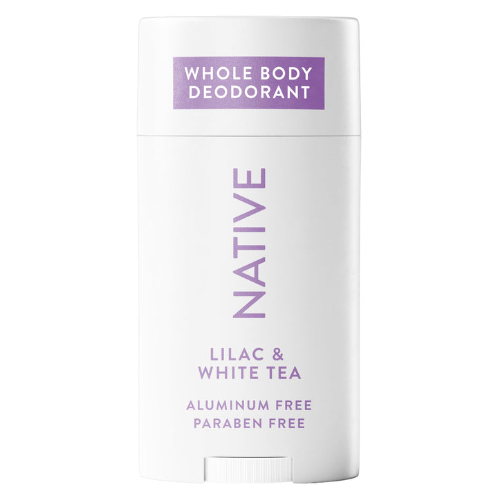 Native front packaging showing lilac and white tea scent and 72-hour benefit