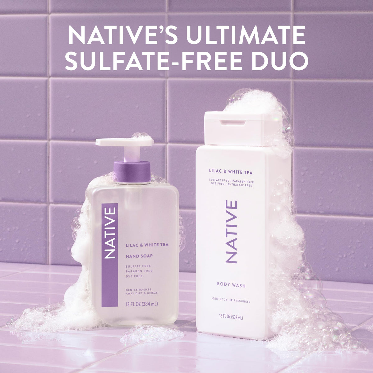 Native bottle on bathroom shelf suggesting daily routine