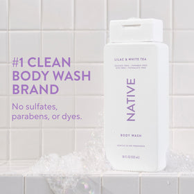 Native label and pump detail highlighting clean ingredients