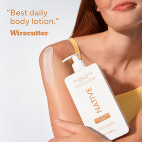Native lotion in bathroom setting illustrating daily routine benefit