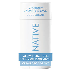Native front packaging showing midnight jasmine & sage scent and 72-hour benefit