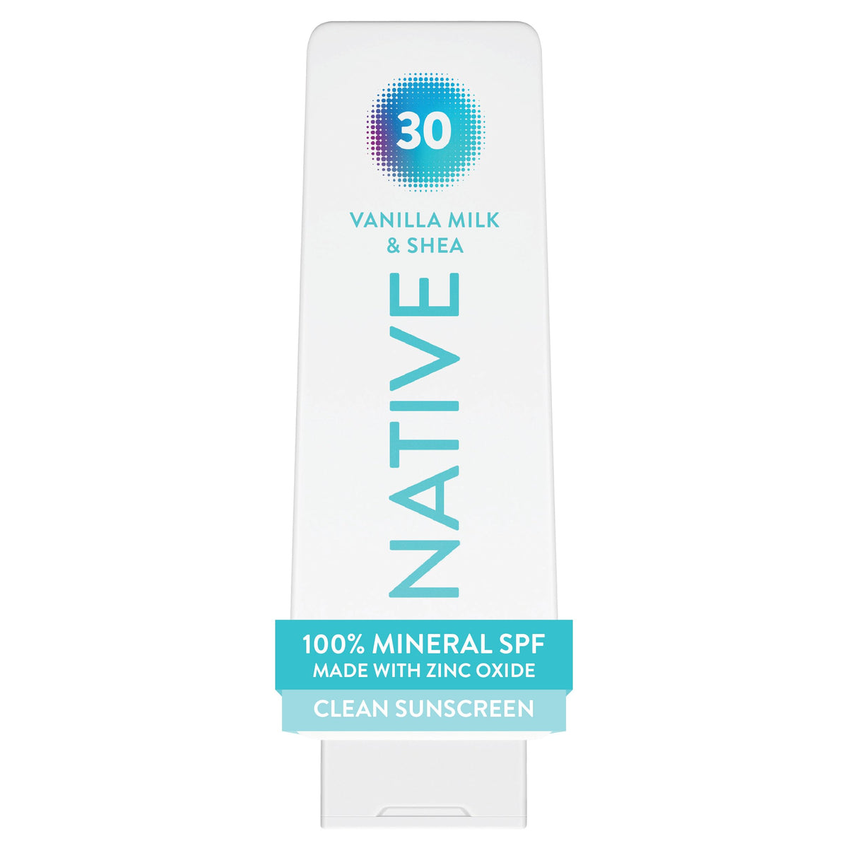 Native front packaging of SPF 30 mineral sunscreen showing bottle and label for everyday protection