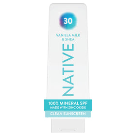 Native front packaging of SPF 30 mineral sunscreen showing bottle and label for everyday protection