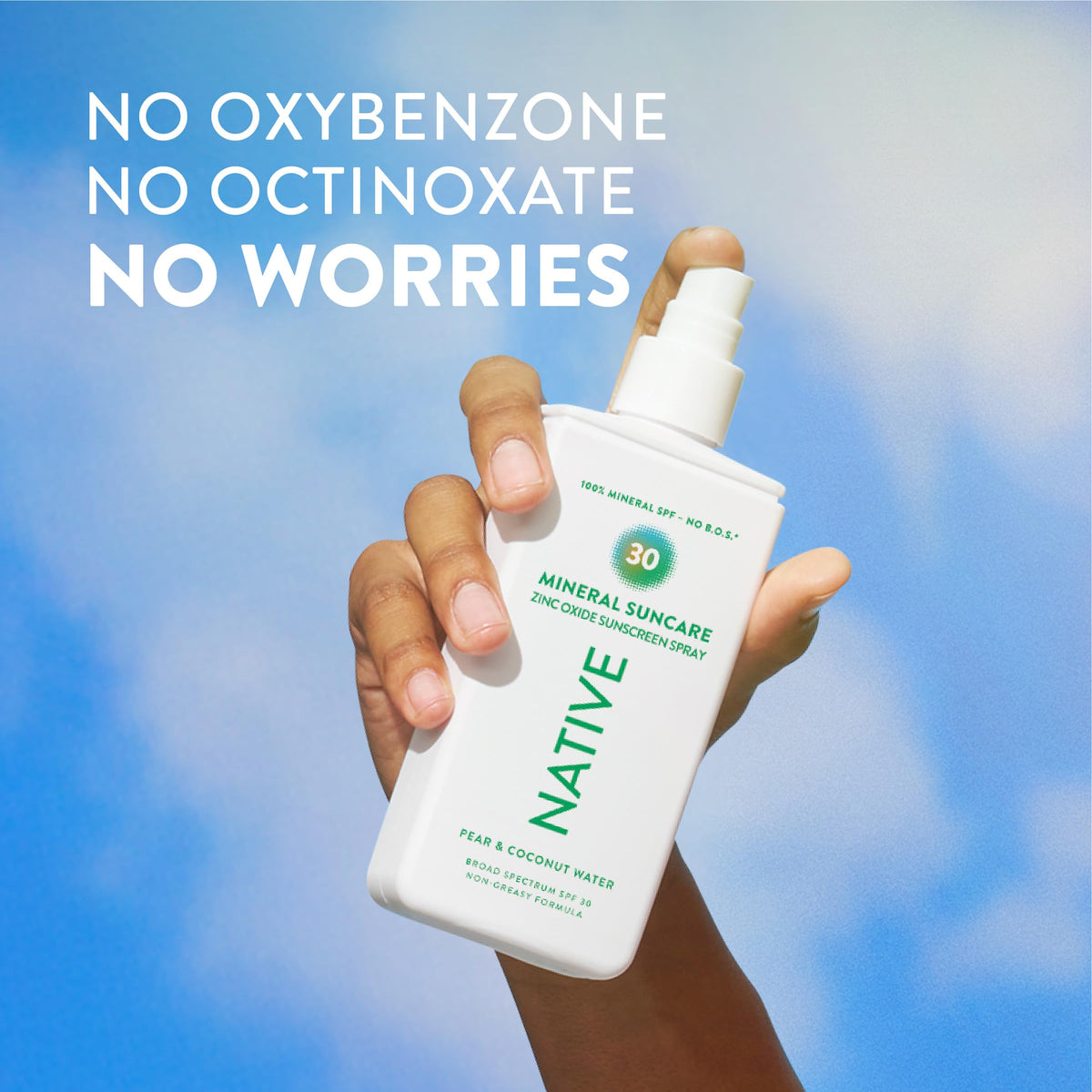 Native sunscreen texture close-up showing lightweight lotion that absorbs quickly