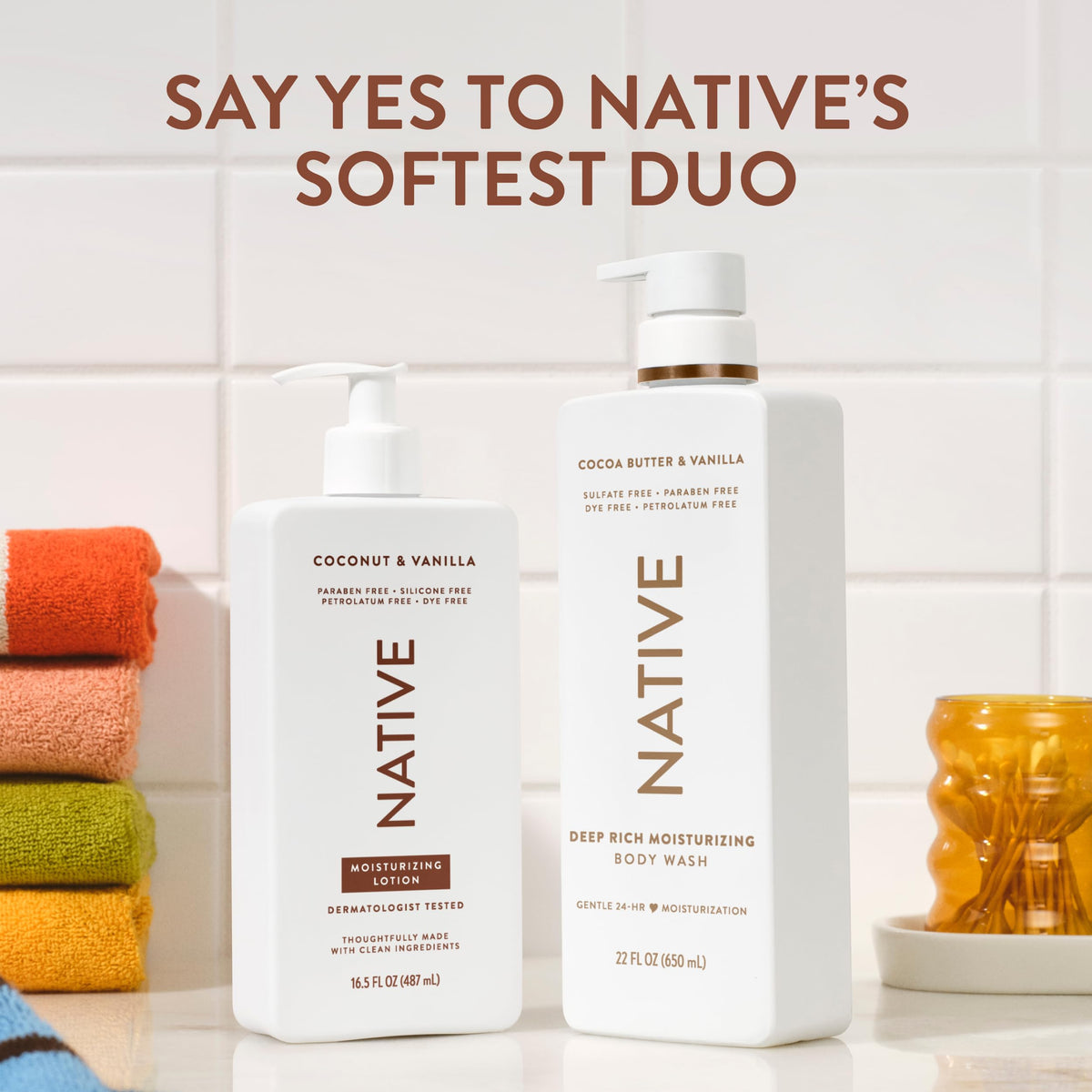 Native open bottle cap showing dye-free silicone-free clean formula