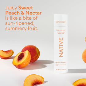 Native closeup label detailing ingredients and clean formulation benefits