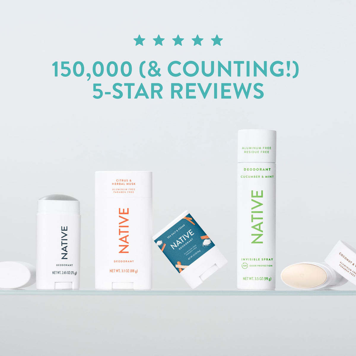 Native packaging with jasmine and cedar notes evoking scent balance benefit