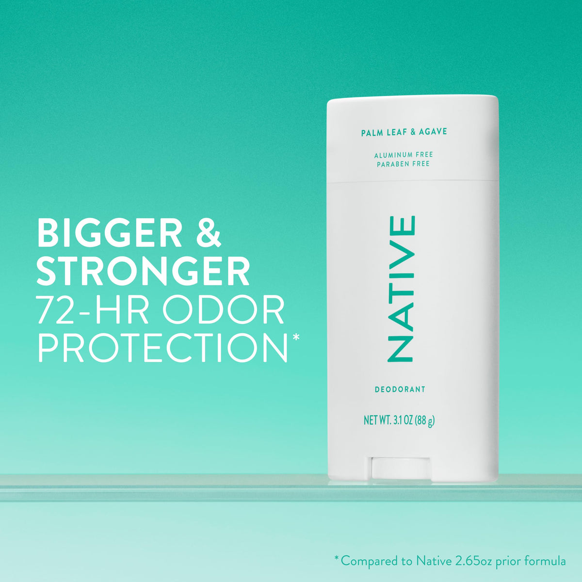 Native deodorant stick open, smooth glide applied for quick freshness