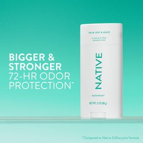 Native deodorant stick open, smooth glide applied for quick freshness