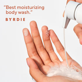 Creamy foam texture on hand from Native for rich moisturizing lather