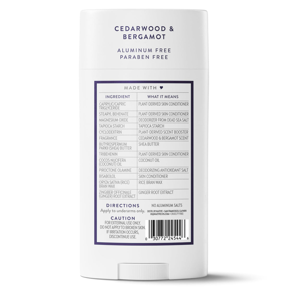 Native deodorant with natural ingredients flatlay showing clean-formula benefit