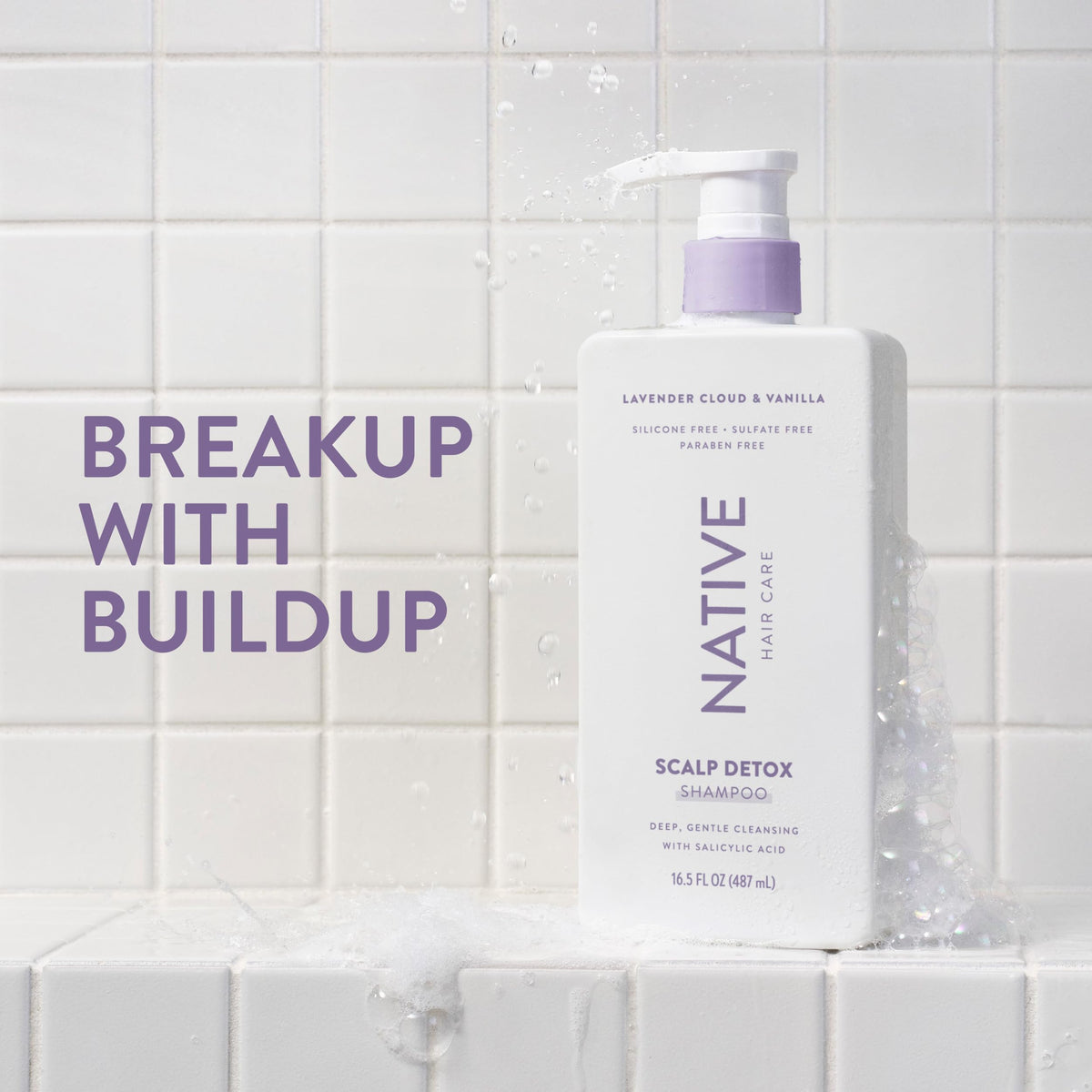 Native dispensing pump releasing shampoo showing ease of use and controlled amount
