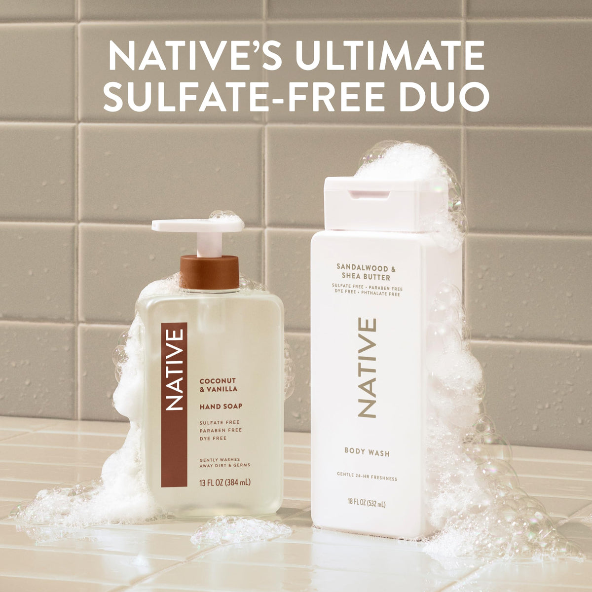 Native being poured into bath creating bubbles for a soothing soak